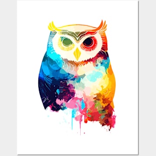 Owl Bird Wild Nature Animal Colors Paint Posters and Art